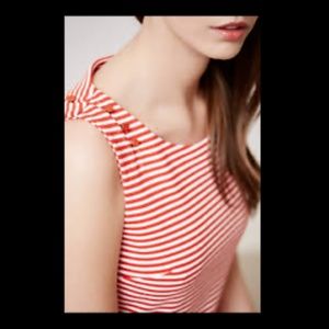 SOLD - Anthropologie Red White Striped Peplum Top